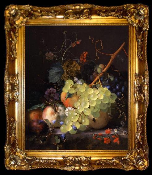 framed  Jan van Huysum Still-life of grapes and a peach on a table-top, ta009-2